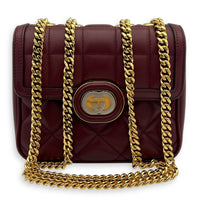 Interlocking GG Deco Shoulder Bag Red in Calfskin, Gold hardware