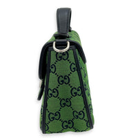 GG Marmont Top Handle Bag Green in Canvas, Silver hardware