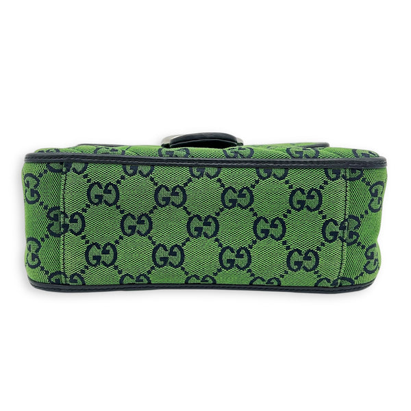 GG Marmont Top Handle Bag Green in Canvas, Silver hardware