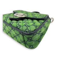 GG Marmont Top Handle Bag Green in Canvas, Silver hardware