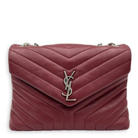 Loulou Shoulder Bag Red in Calfskin, Silver hardware