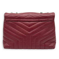 Loulou Shoulder Bag Red in Calfskin, Silver hardware