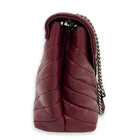 Loulou Shoulder Bag Red in Calfskin, Silver hardware