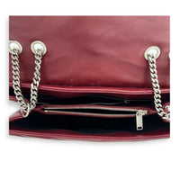 Loulou Shoulder Bag Red in Calfskin, Silver hardware