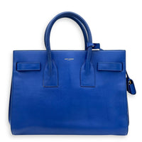 Sac de Jour Top Handle Bag Blue in Calfskin, Gold hardware