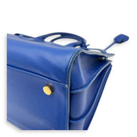 Sac de Jour Top Handle Bag Blue in Calfskin, Gold hardware