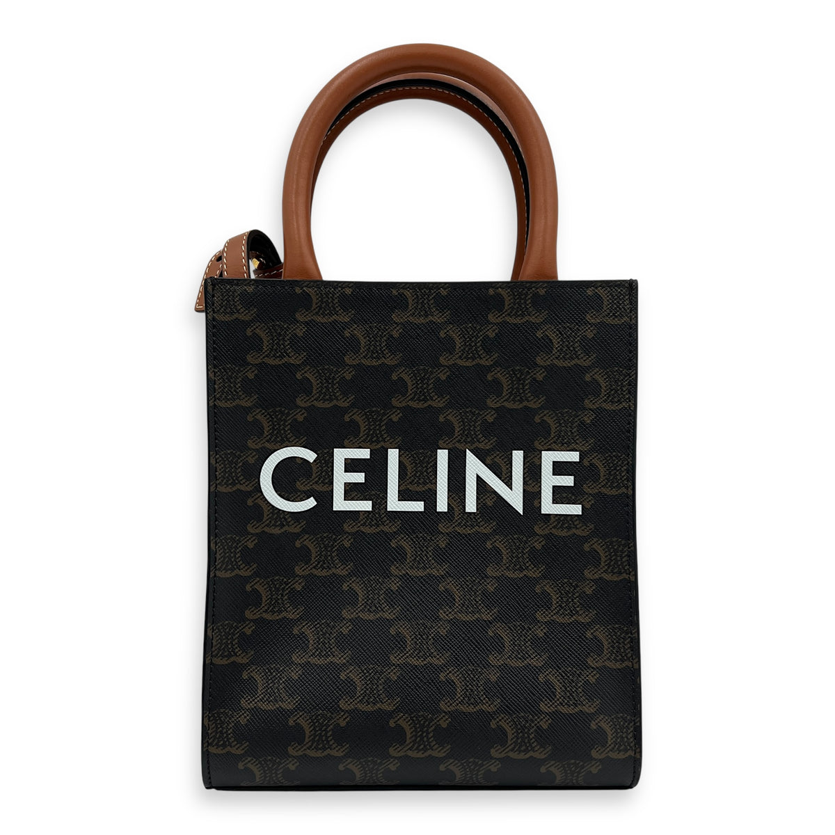 Cabas Brown Tote Bag in Calfskin, Gold hardware