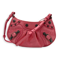 Le Cagole Shoulder Bag Mini Pink in Calfskin, Silver hardware