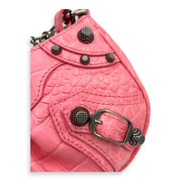 Le Cagole Shoulder Bag Mini Pink in Calfskin, Silver hardware