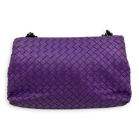 Intrecciato Shoulder Bag Purple in Calfskin, Ruthenium hardware