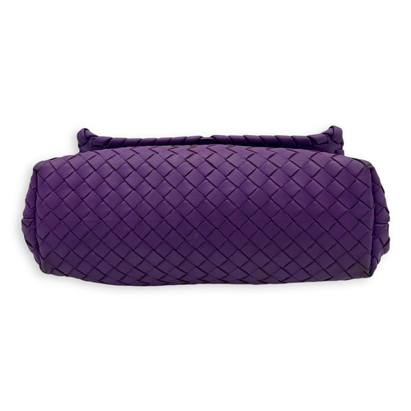 Intrecciato Shoulder Bag Purple in Calfskin, Ruthenium hardware