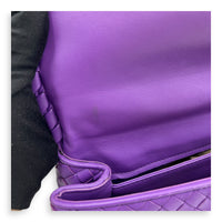 Intrecciato Shoulder Bag Purple in Calfskin, Ruthenium hardware
