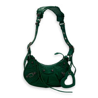 Le Cagole Shoulder Bag XS Green in Calfskin, Silver hardware