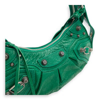 Le Cagole Shoulder Bag XS Green in Calfskin, Silver hardware