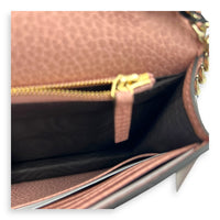 GG Wallet On Chain Pink in Calfskin, Gold hardware
