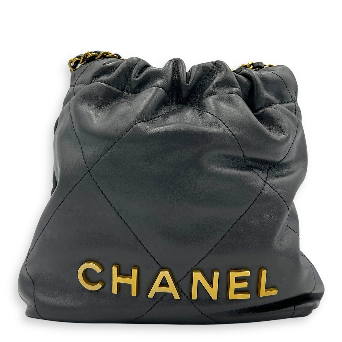 22 Tote Crossbody Bag Grey in Lambskin, Gold hardware