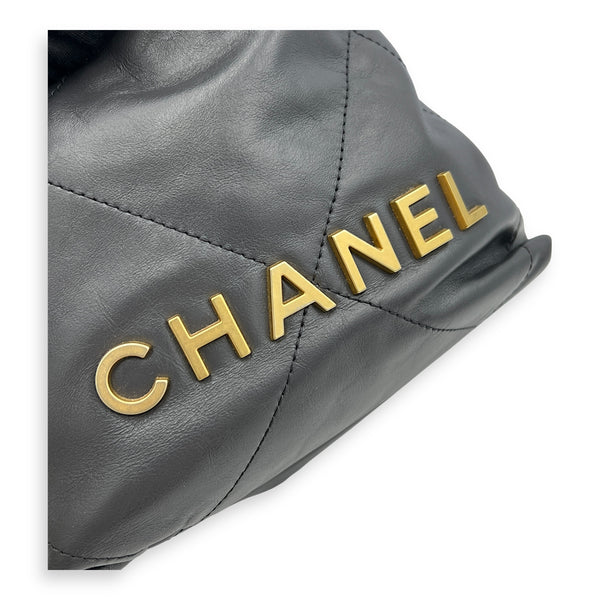 22 Tote Crossbody Bag Grey in Lambskin, Gold hardware