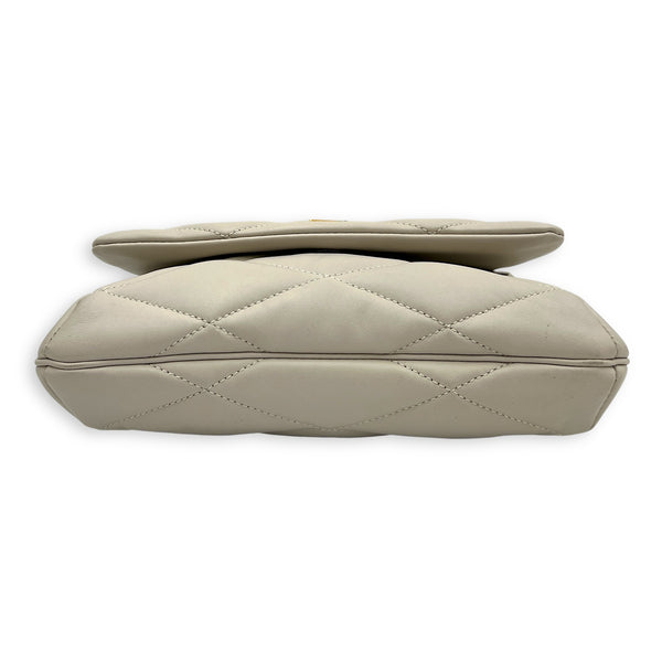 Le 57 Shoulder Bag White in Lambskin, Gold hardware