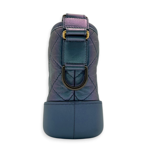 Gabrielle Small Iridescent Purple Blue Shoulder Bag in Calfskin, Mixed hardware