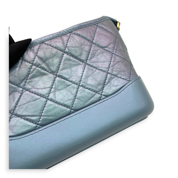 Gabrielle Small Iridescent Purple Blue Shoulder Bag in Calfskin, Mixed hardware