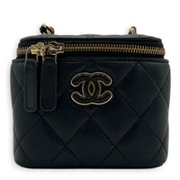 23P CC Mini Black Vanity Bag in Lambskin, Gold hardware