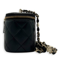 23P CC Mini Black Vanity Bag in Lambskin, Gold hardware