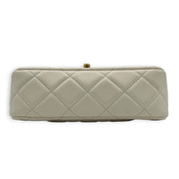 Rectangle Pearl Chain Shoulder Bag White in Lambskin, Gold hardware