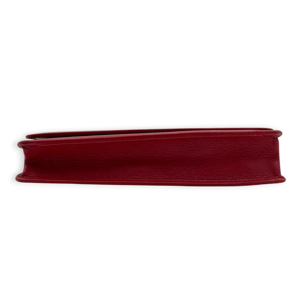 Camelia Wallet On Chain Red in Calfskin, Silver hardware