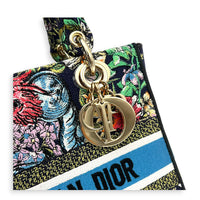 Lady Dior Medium Black Top Handle Bag in Canvas, Gold hardware