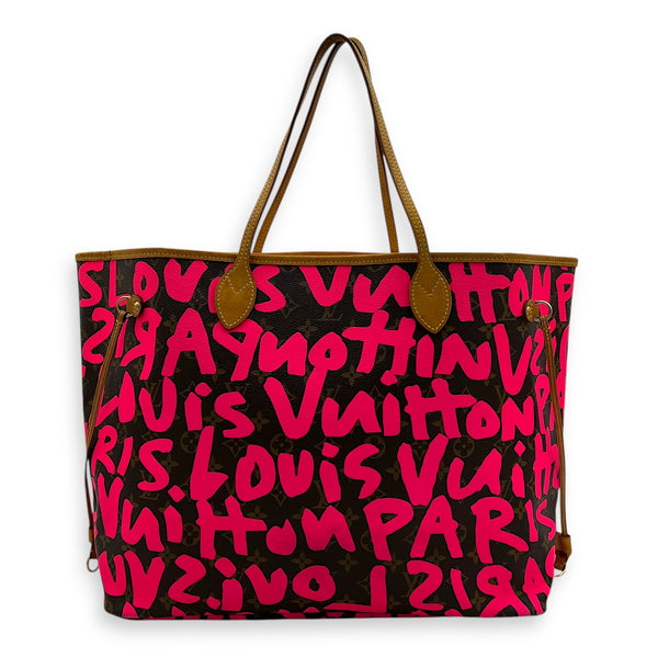 Neverfull Grafitti Tote Bag GM Brown in Monogram Coated Canvas, Gold hardware