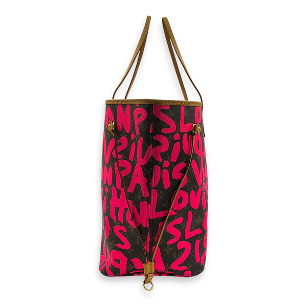 Neverfull Grafitti Tote Bag GM Brown in Monogram Coated Canvas, Gold hardware
