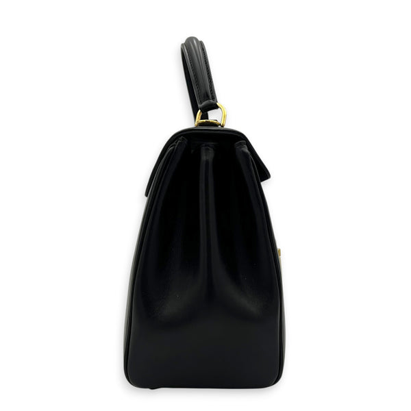 16 Top Handle Bag Black in Calfskin, Gold hardware