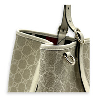 Emblem Tote Bag White in Coated Canvas, Gold hardware