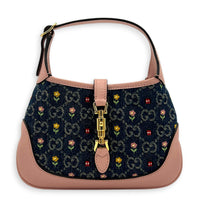 Jackie 1961 Mini Limited Edition Pink/Blue Crossbody Bag in Denim, Gold hardware
