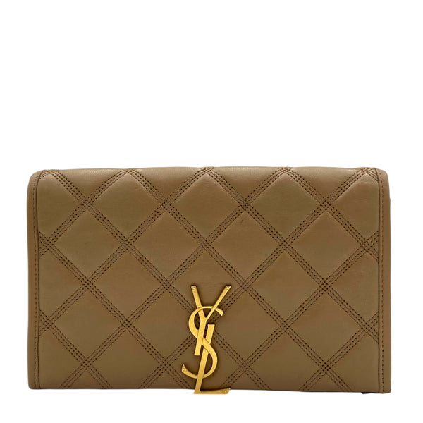 Becky Shoulder Bag Beige in Lambskin, Gold hardware