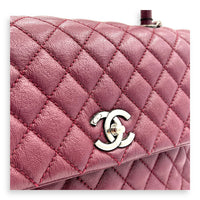 Coco Handle Quilted Top Handle Bag Red in Caviar Leather, Ruthenium hardware