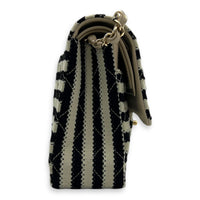 Coco Sailor Flap Black and White Shoulder Bag in Jersey, Silver hardware