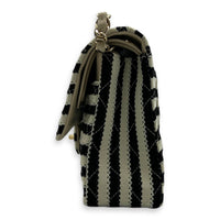 Coco Sailor Flap Black and White Shoulder Bag in Jersey, Silver hardware