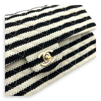 Coco Sailor Flap Black and White Shoulder Bag in Jersey, Silver hardware