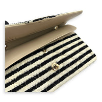 Coco Sailor Flap Black and White Shoulder Bag in Jersey, Silver hardware
