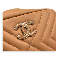 CC Camera Brown Crossbody Bag in Calfskin, Silver hardware
