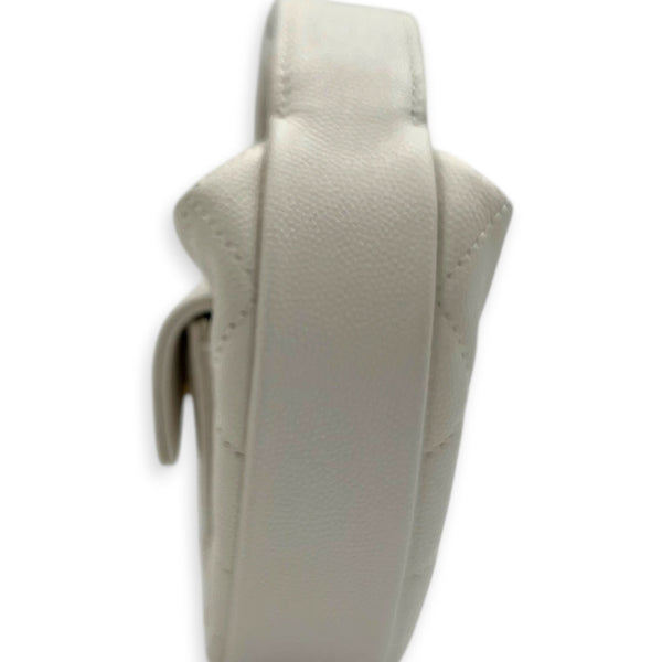 23B Mini Hobo Top Handle Bag White in Caviar Leather, Gold hardware