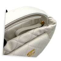 23B Mini Hobo Top Handle Bag White in Caviar Leather, Gold hardware