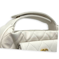 23B Mini Hobo Top Handle Bag White in Caviar Leather, Gold hardware