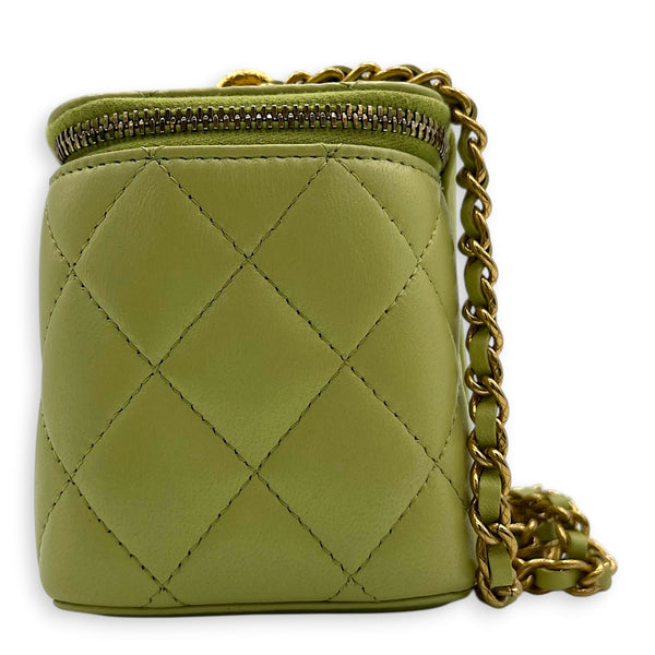 CC Vanity Bag Green in Lambskin, Gold hardware