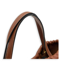 Triomphe Drawstring Top Handle Bag Brown in Calfskin, Gold hardware