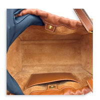 Triomphe Drawstring Top Handle Bag Brown in Calfskin, Gold hardware
