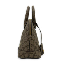 The Hacker Project Ville Brown Top Handle Bag in Coated Canvas, Gold hardware