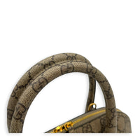 The Hacker Project Ville Brown Top Handle Bag in Coated Canvas, Gold hardware