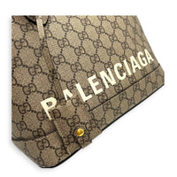 The Hacker Project Ville Brown Top Handle Bag in Coated Canvas, Gold hardware